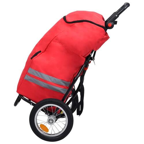 Foldbar cykeltrailer med indkøbstaske rød og sort