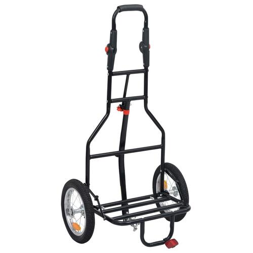 Foldbar cykeltrailer med indkøbstaske rød og sort