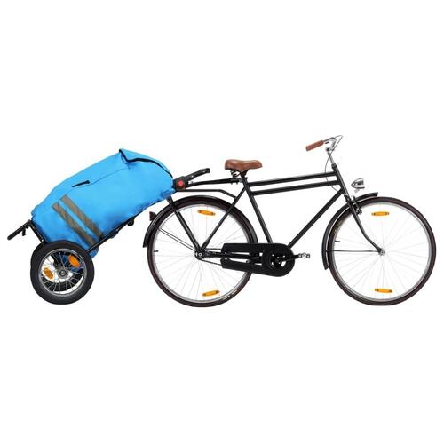 Foldbar cykeltrailer med indkøbstaske blå og sort