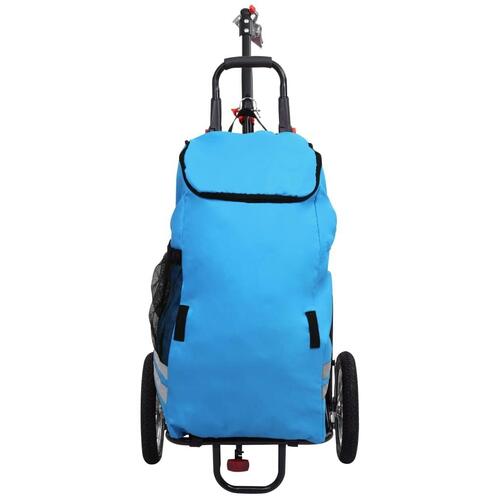Foldbar cykeltrailer med indkøbstaske blå og sort