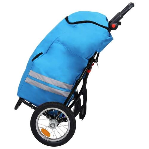 Foldbar cykeltrailer med indkøbstaske blå og sort