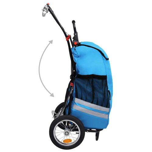 Foldbar cykeltrailer med indkøbstaske blå og sort