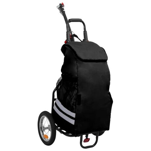 Foldbar cykeltrailer med indkøbstaske sort