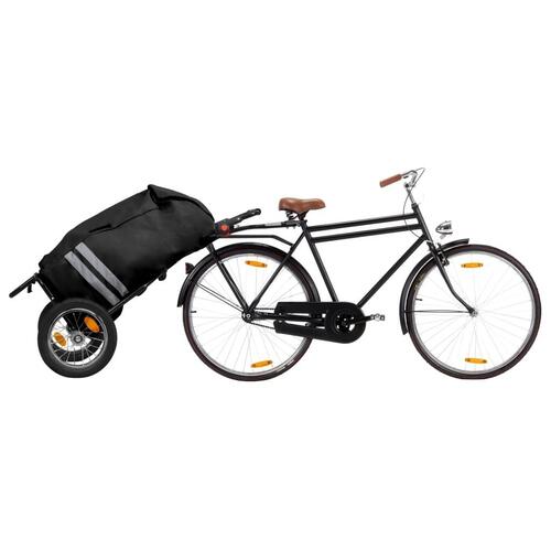 Foldbar cykeltrailer med indkøbstaske sort