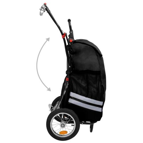 Foldbar cykeltrailer med indkøbstaske sort