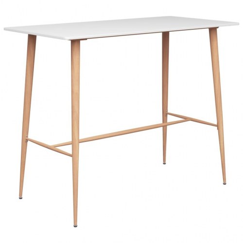 Barbord 120 × 60 × 105 cm - hvid bordplade, metalben i trælook
