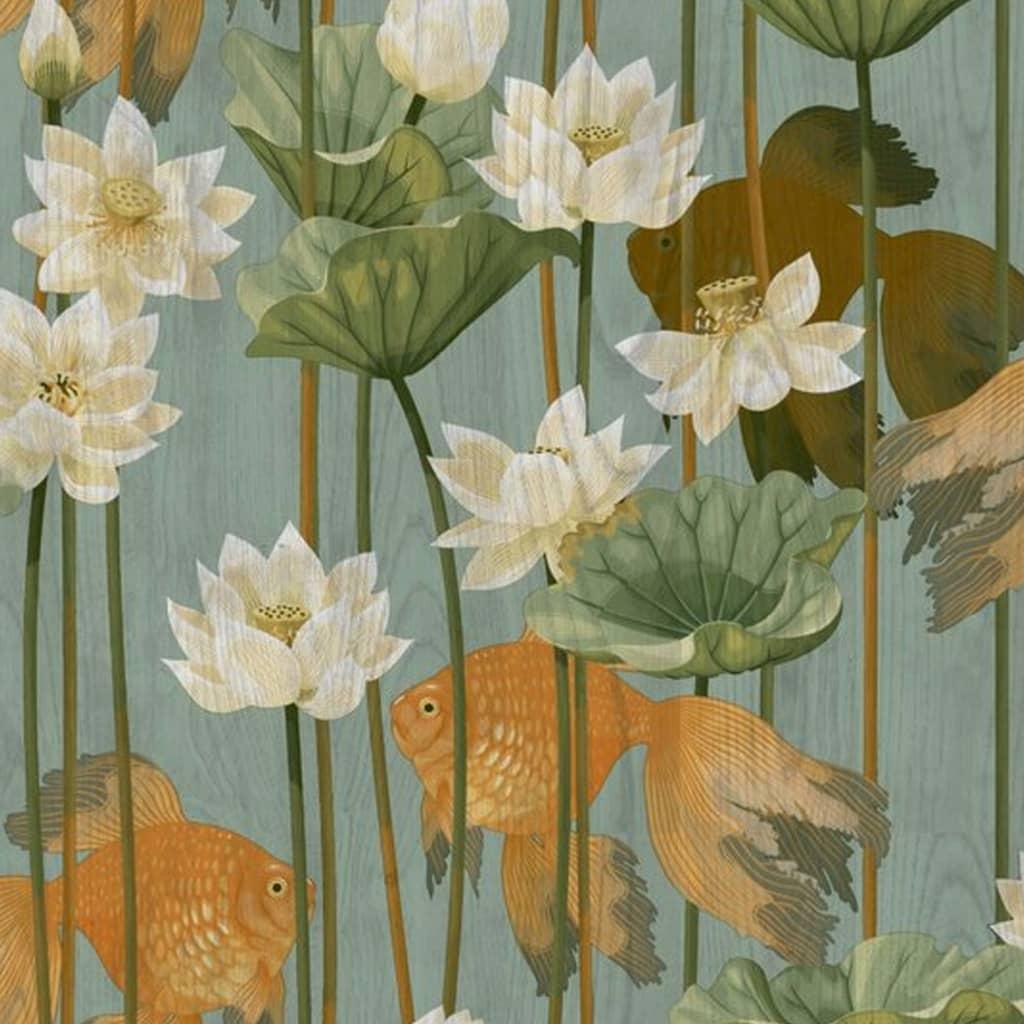DUTCH WALLCOVERINGS tapet fisk/blomster grøn