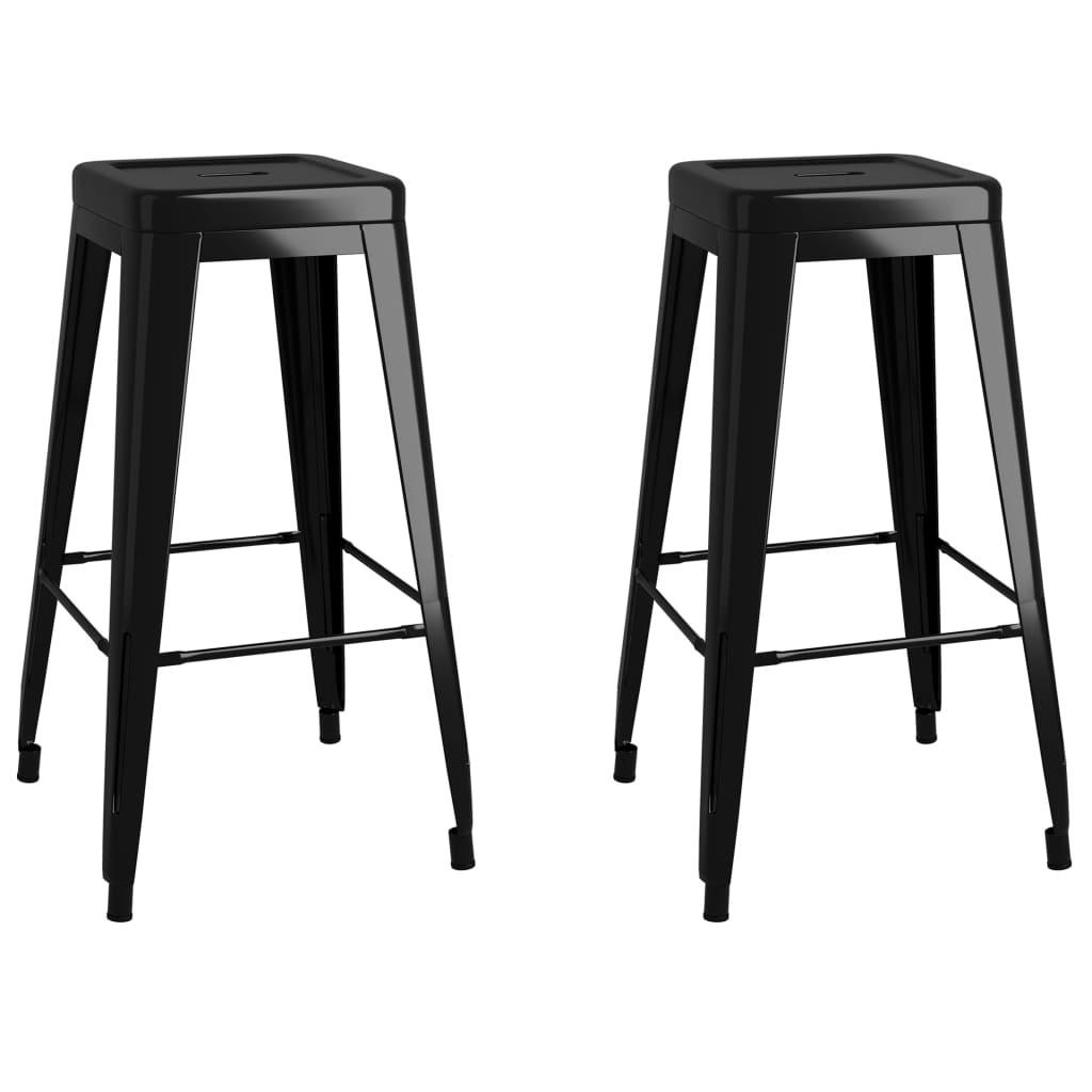 Barstole 2 Stk. Stabelbare Metal Sort