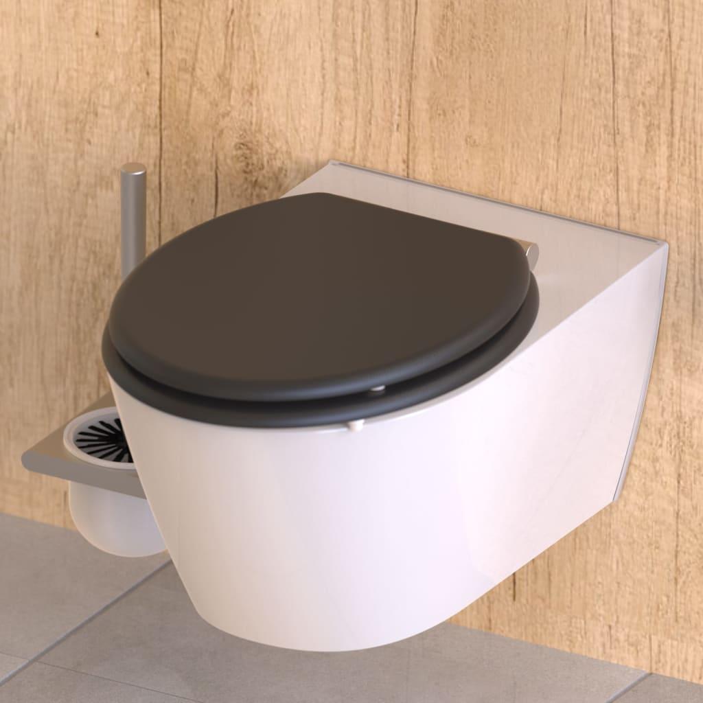 Se SCHÜTTE toiletsæde med soft close-funktion ATHRAZIT mat antracitgrå hos Boligcenter.dk