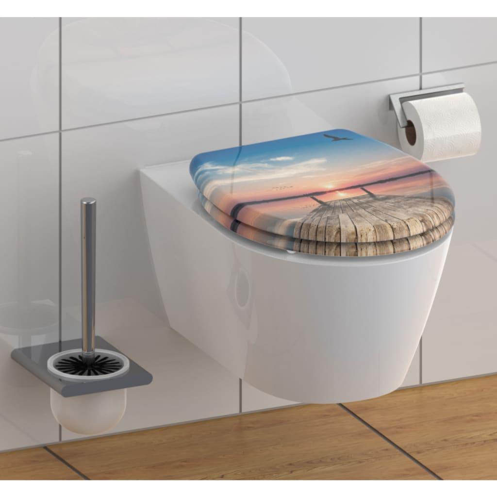 Se SCHÜTTE toiletsæde med soft close-funktion og quick-release SUNSET SKY hos Boligcenter.dk