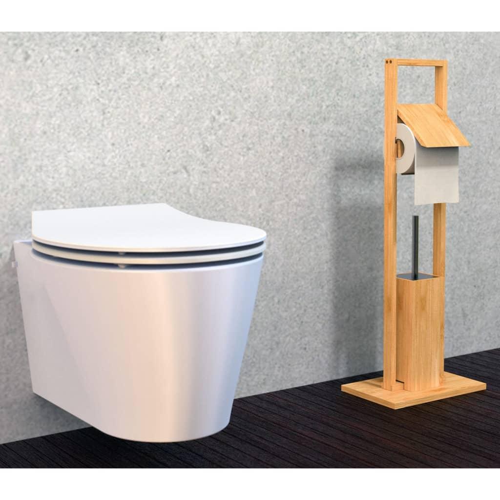 Se EISL toiletrulleholder og toiletbørsteholder 30x21x82 cm bambus hos Boligcenter.dk