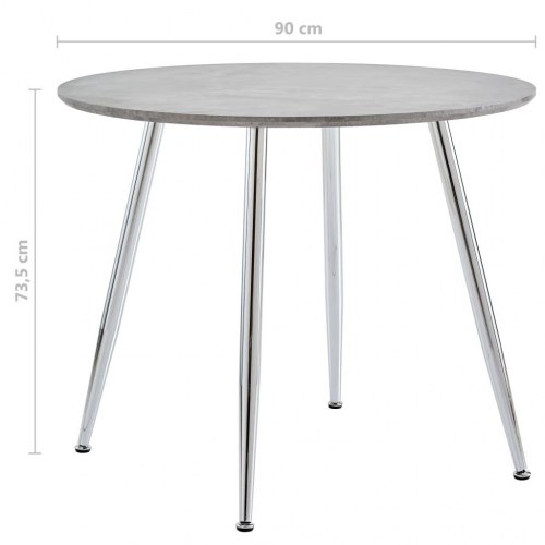 Spisebord 90x73,5 cm betongrå og sølvfarvet