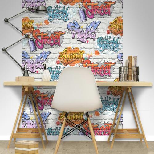 DUTCH WALLCOVERINGS tapet graffiti flerfarvet L179-05