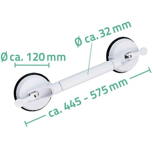 RIDDER teleskopisk håndgreb med sugekopper 12,5 cm 100 kg A0150301