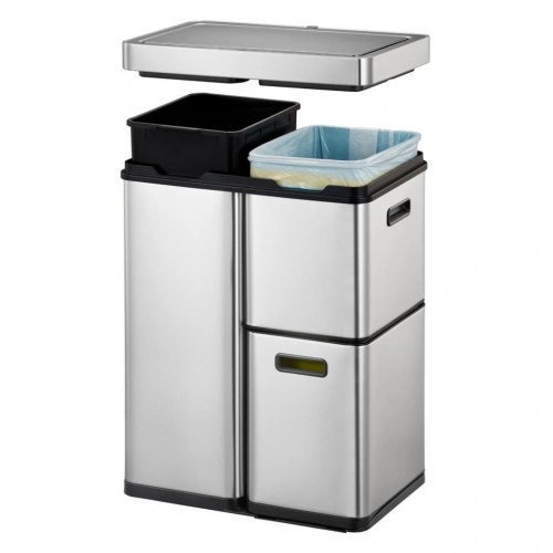 EKO affaldsspand med sensor Mirage Plus 1x30 l + 2x15 l mat sølvfarvet
