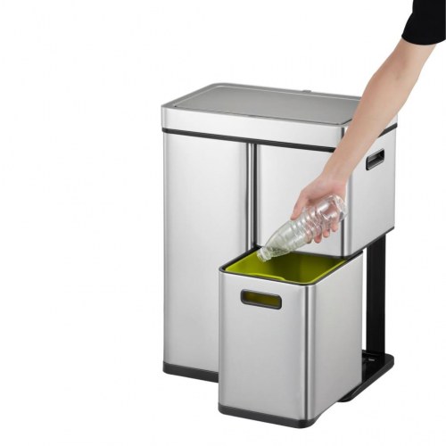 EKO affaldsspand med sensor Mirage Plus 1x30 l + 2x15 l mat sølvfarvet