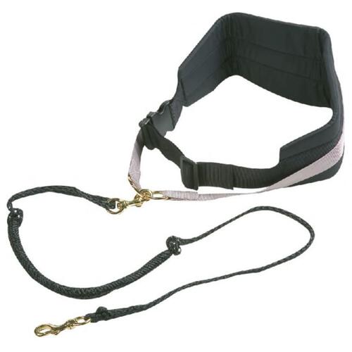 FLAMINGO bælte med elastisk hundesnor Canicross sort