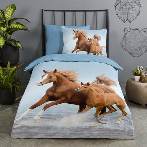 Good Morning sengetøj til børn FREE 140x200/220 cm brun og blå
