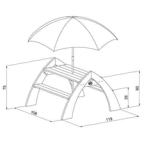 AXI picnicbord til børn med parasol Kylo XL hvid og grå