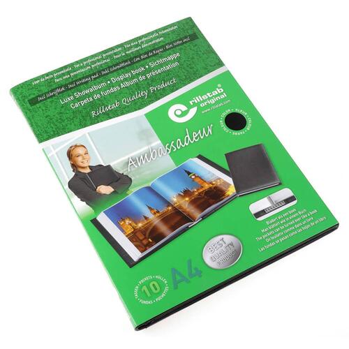 Rillstab demomappe Ambassador Luxe A4 10 lommer sort