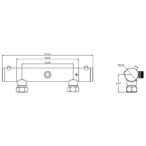 SCHÜTTE termostatarmatur til bruser LONDON 5,5 cm matsort