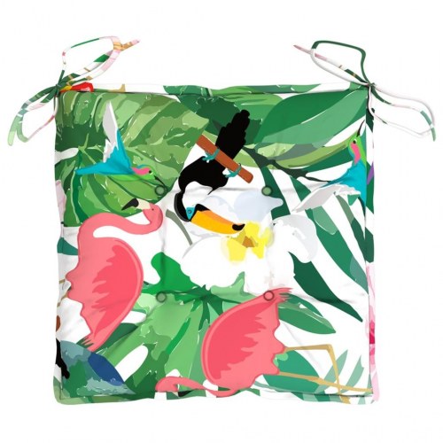 Stolehynder 4 stk. 40 × 40 × 7 cm - stof, flerfarvet jungleprint