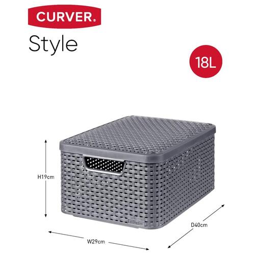 Curver opbevaringskasser med låg Style 3 stk. str. M antracitgrå