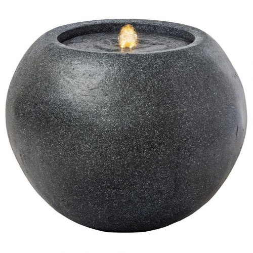 HEISSNER vandfontæne til terrasse med LED-lys 44x44x36 cm kugle sort