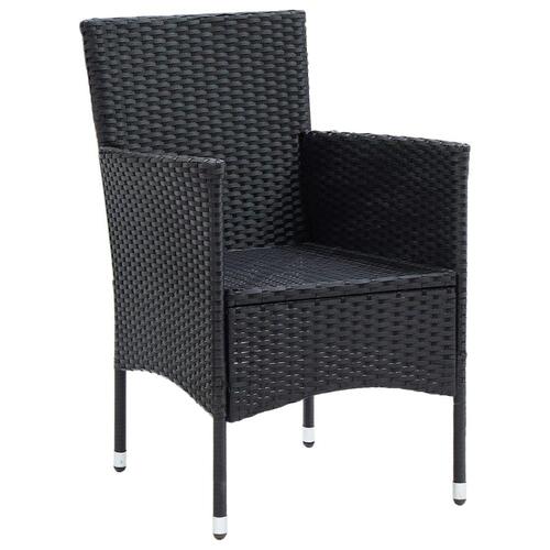 Spisebordssæt til haven 5 dele med hynder polyrattan sort