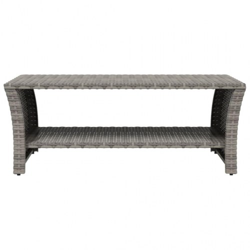Sofabord i polyrattan 100 × 50 × 40 cm - grå, med hylde