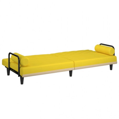 Sovesofa med armlæn i stof - lysegul, 205 cm