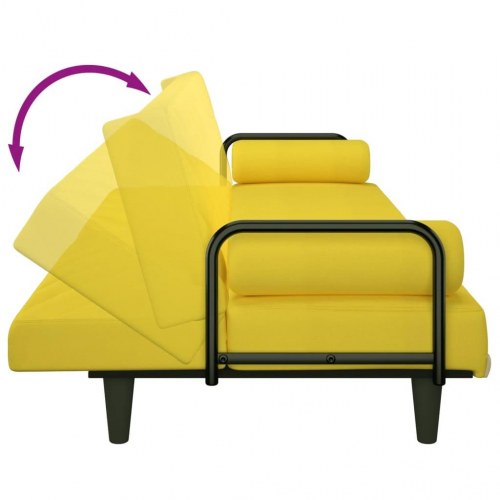 Sovesofa med armlæn i stof - lysegul, 205 cm