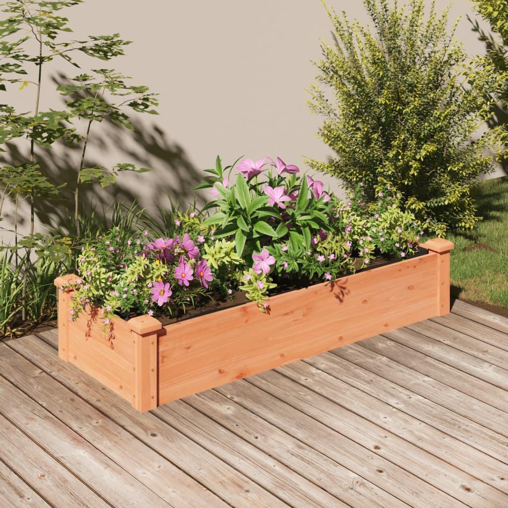Højbed med foring 120x45x25 cm massivt fyrretræ brun