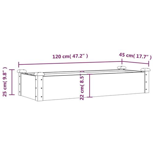 Højbed med foring 120x45x25 cm massivt fyrretræ brun