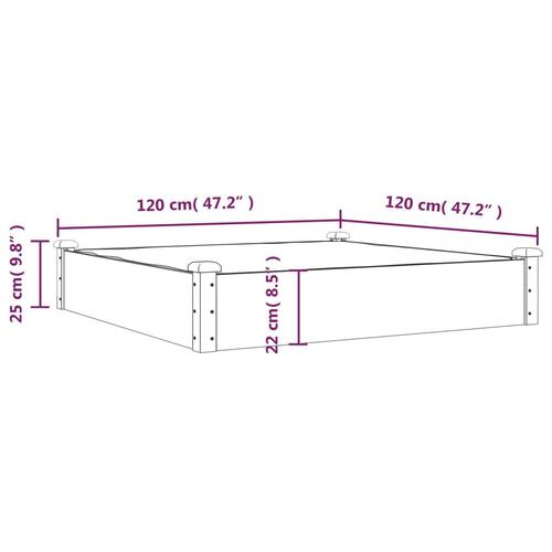 Højbed med foring 120x120x25 cm massivt fyrretræ brun