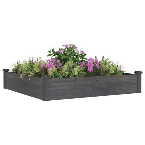 Højbed med foring 120x120x25 cm massivt fyrretræ grå