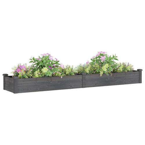 Plantekasse med foring 240x45x25 cm massivt fyrretræ grå