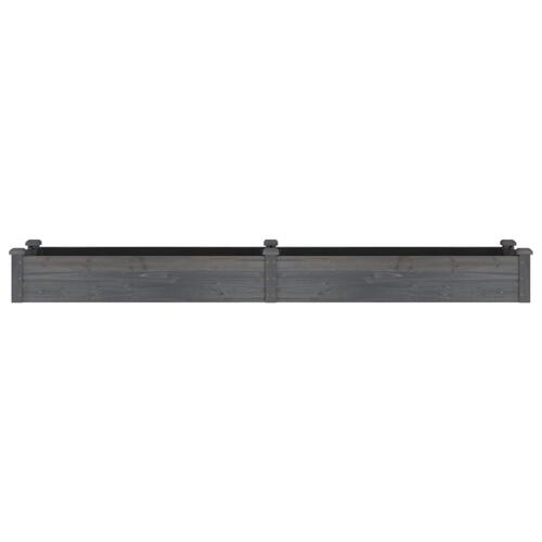 Plantekasse med foring 240x45x25 cm massivt fyrretræ grå