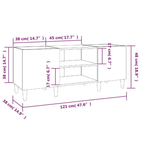 Vinylskab 121×38×48 cm i konstrueret træ - sort