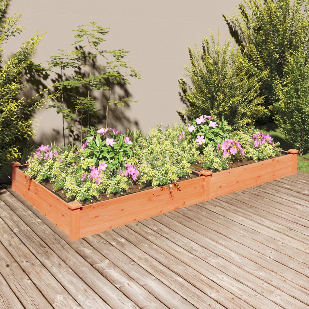 Plantekasse med foring 240x120x25 cm massivt fyrretræ brun