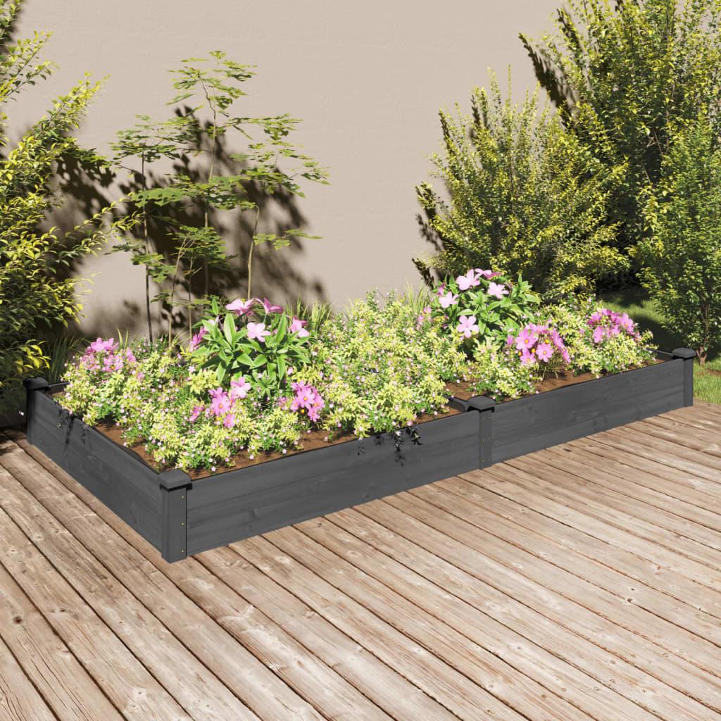 Plantekasse med foring 240x120x25 cm massivt fyrretræ grå