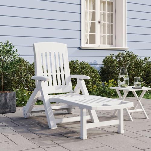 Foldbar liggestol med hjul PP hvid