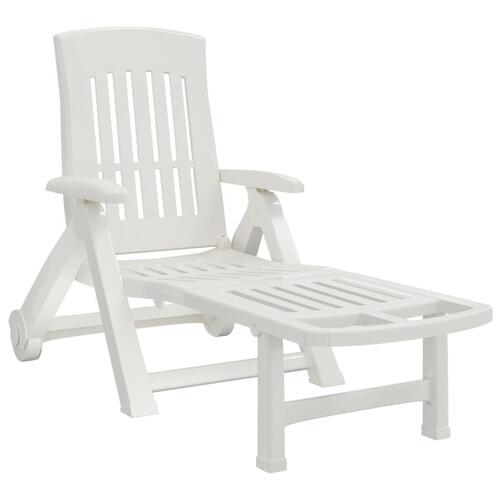Foldbar liggestol med hjul PP hvid