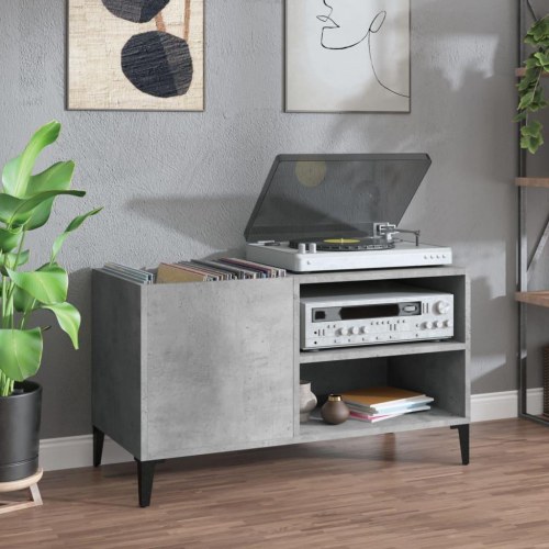 Vinylskab til LP-plader - betongrå, 84,5 x 38 x 48 cm
