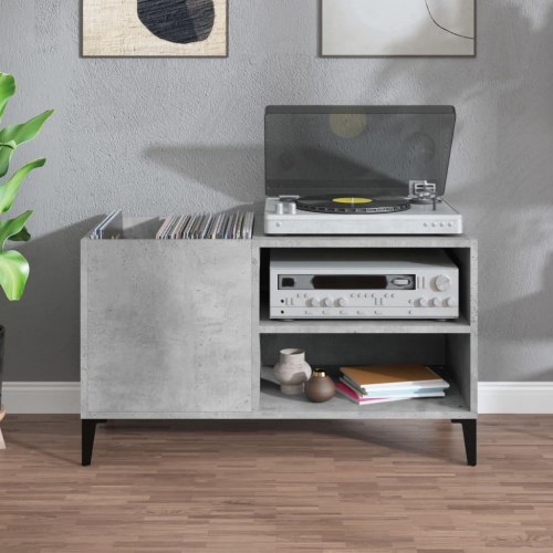 Vinylskab til LP-plader - betongrå, 84,5 x 38 x 48 cm