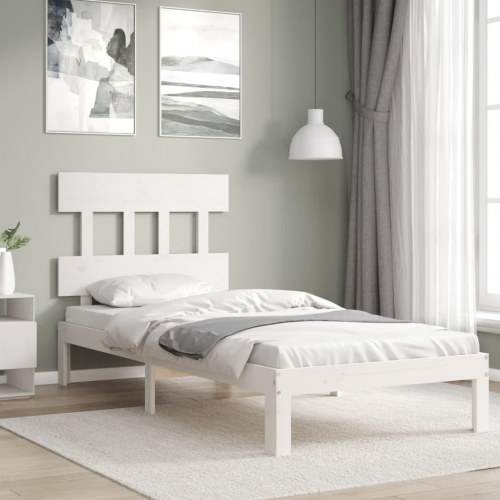 Sengeramme uden madras 100x200 cm massivt fyrretræ hvid