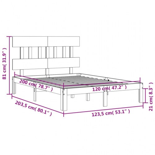 Sengeramme uden madras 120x200 cm massivt fyrretræ