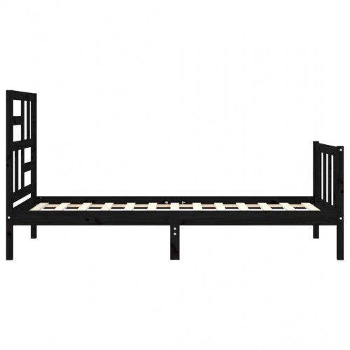 Sengeramme med sengegavl 100x200 cm massivt træ sort