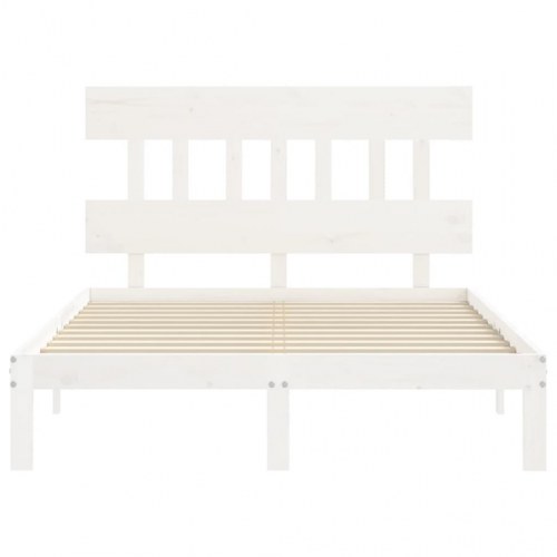 Sengeramme 140 x 190 cm i massivt fyrretræ - hvid