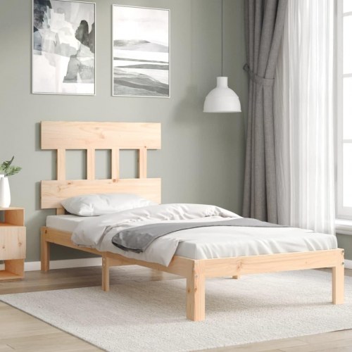 Sengeramme i massivt fyrretræ 90x200 cm - med sengegavl